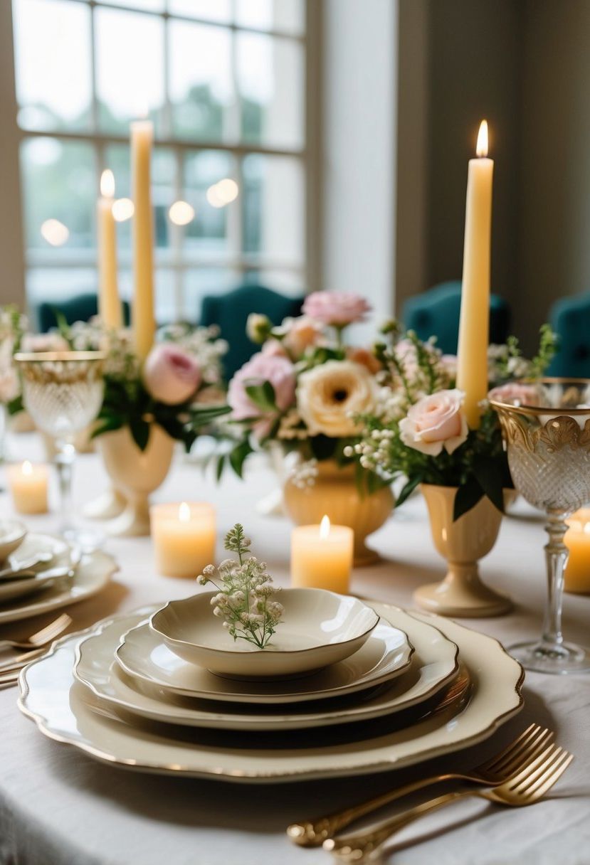 10) Vintage Beige Porcelain Dishes