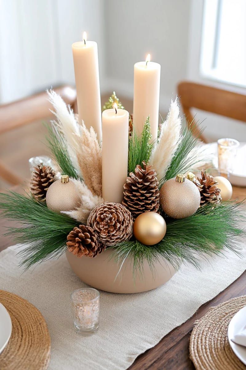 13. Pampas Grass and Pine Centerpiece Mix