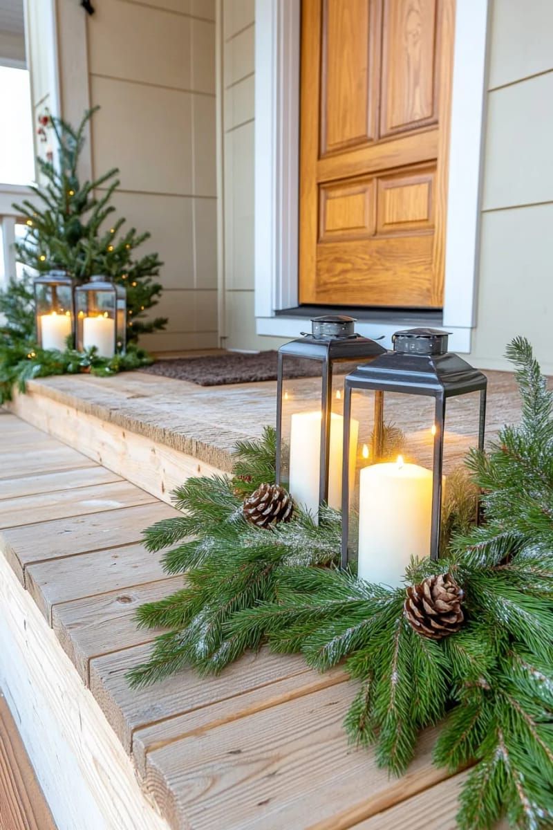 25. Porch Lanterns Surrounded By Pine Sprigs - photo 2