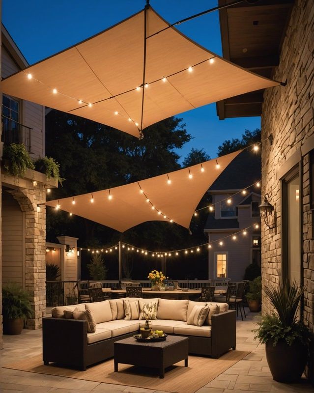 Sail Shade Fitted with Built-in Lights
