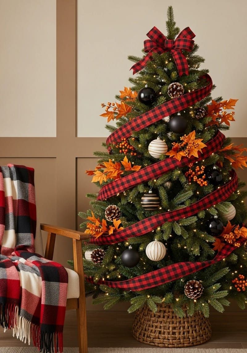 3. Buffalo Check Ribbon with Foliage
