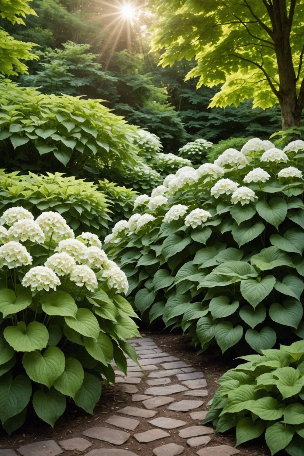 Cozy Country Style with Annabelle Hydrangeas and Giant Hostas