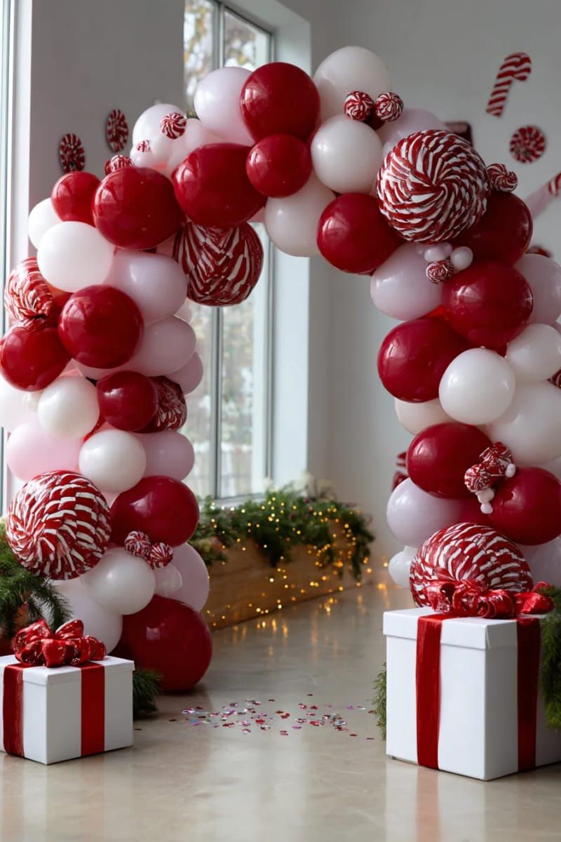 3. Candyland Balloon Arch With Oversized Peppermints - photo 2