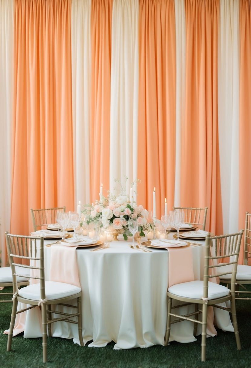 10) Cream and Apricot Fabric Draping