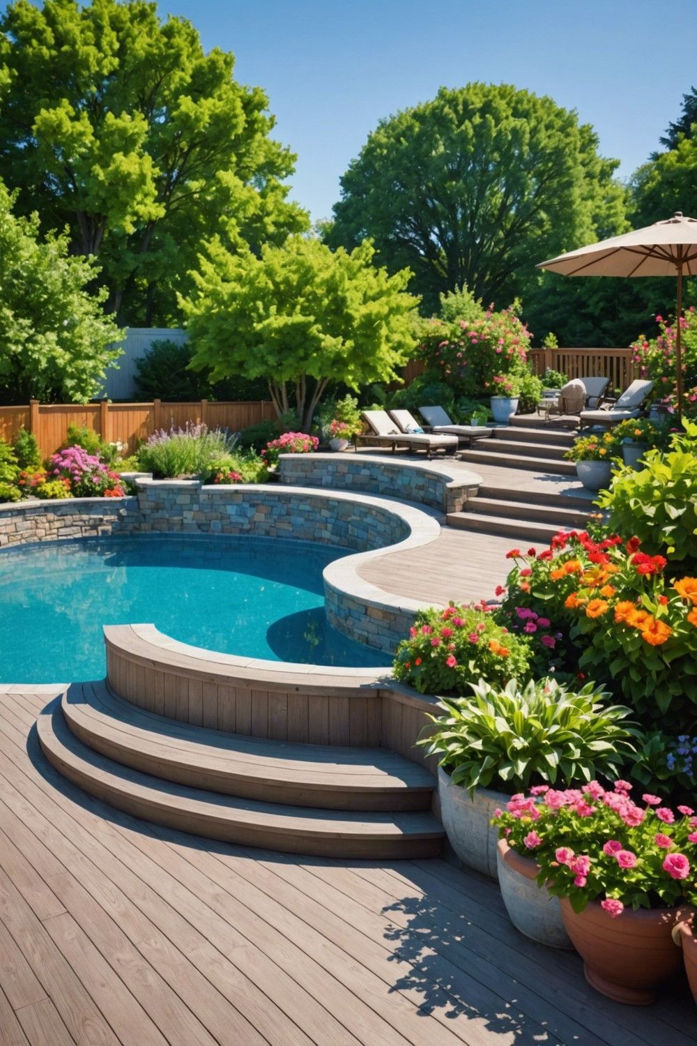 Steps Featuring Built-in Planter Boxes