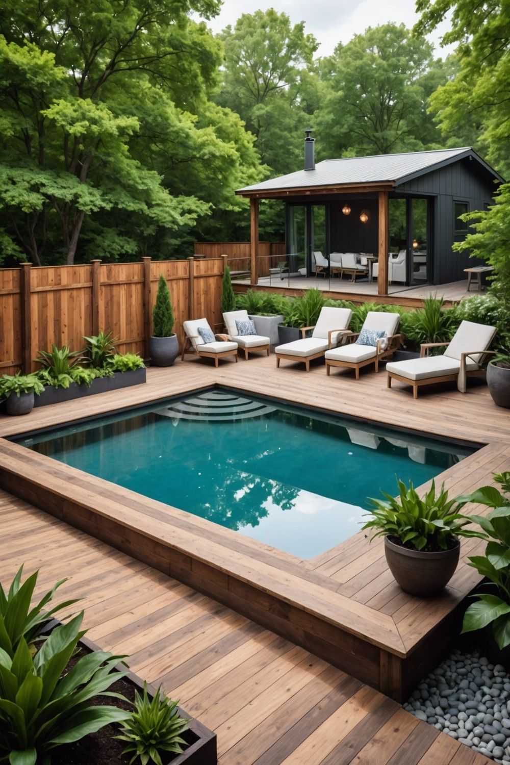 Modern Cottage-Style Pool Retreat