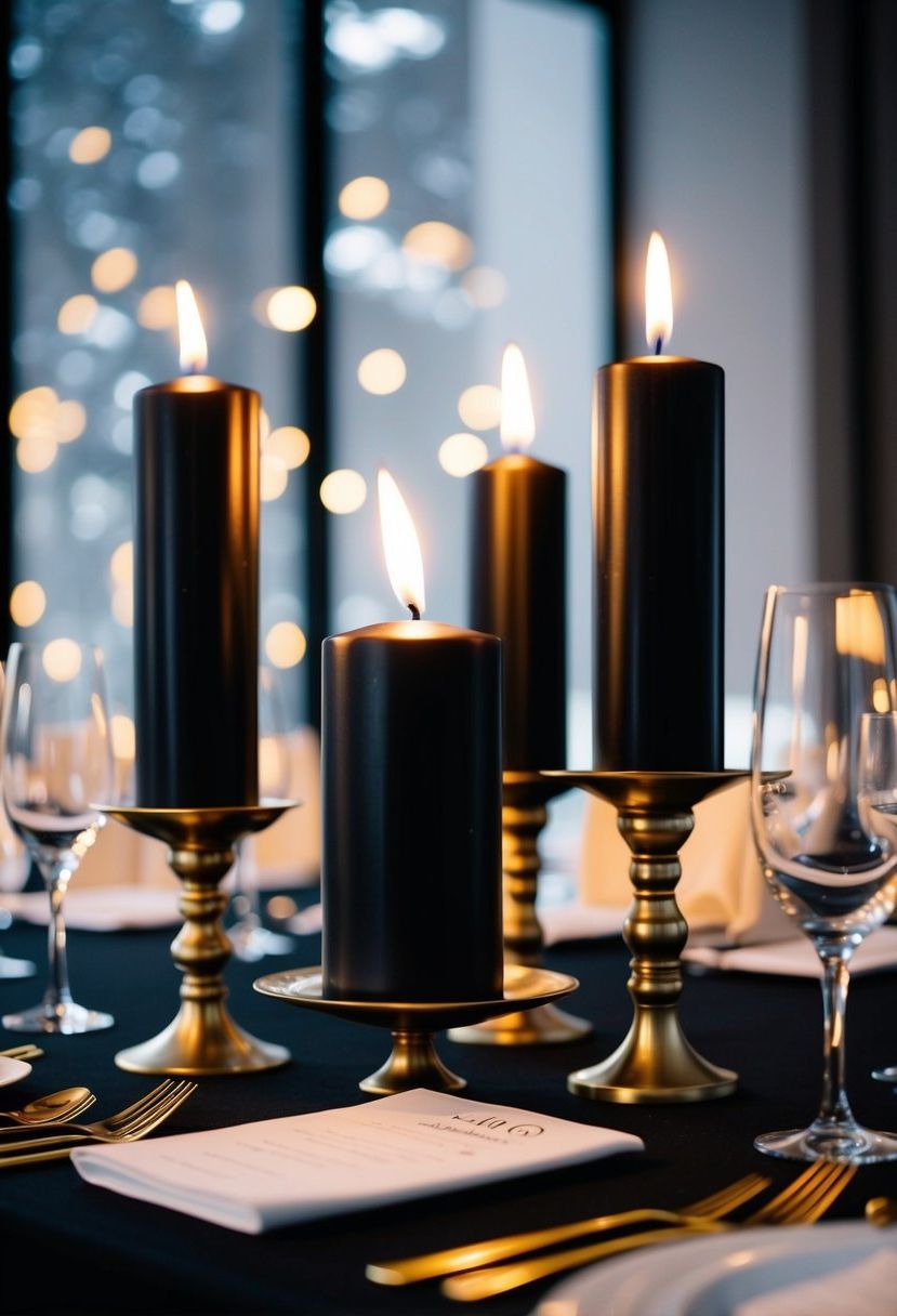 9) Black Candles in Gold Holders