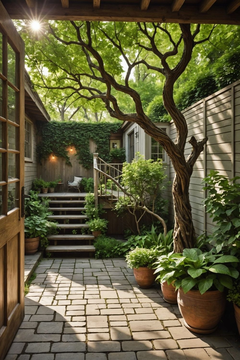 Nature-Inspired Steps With Branch Railings