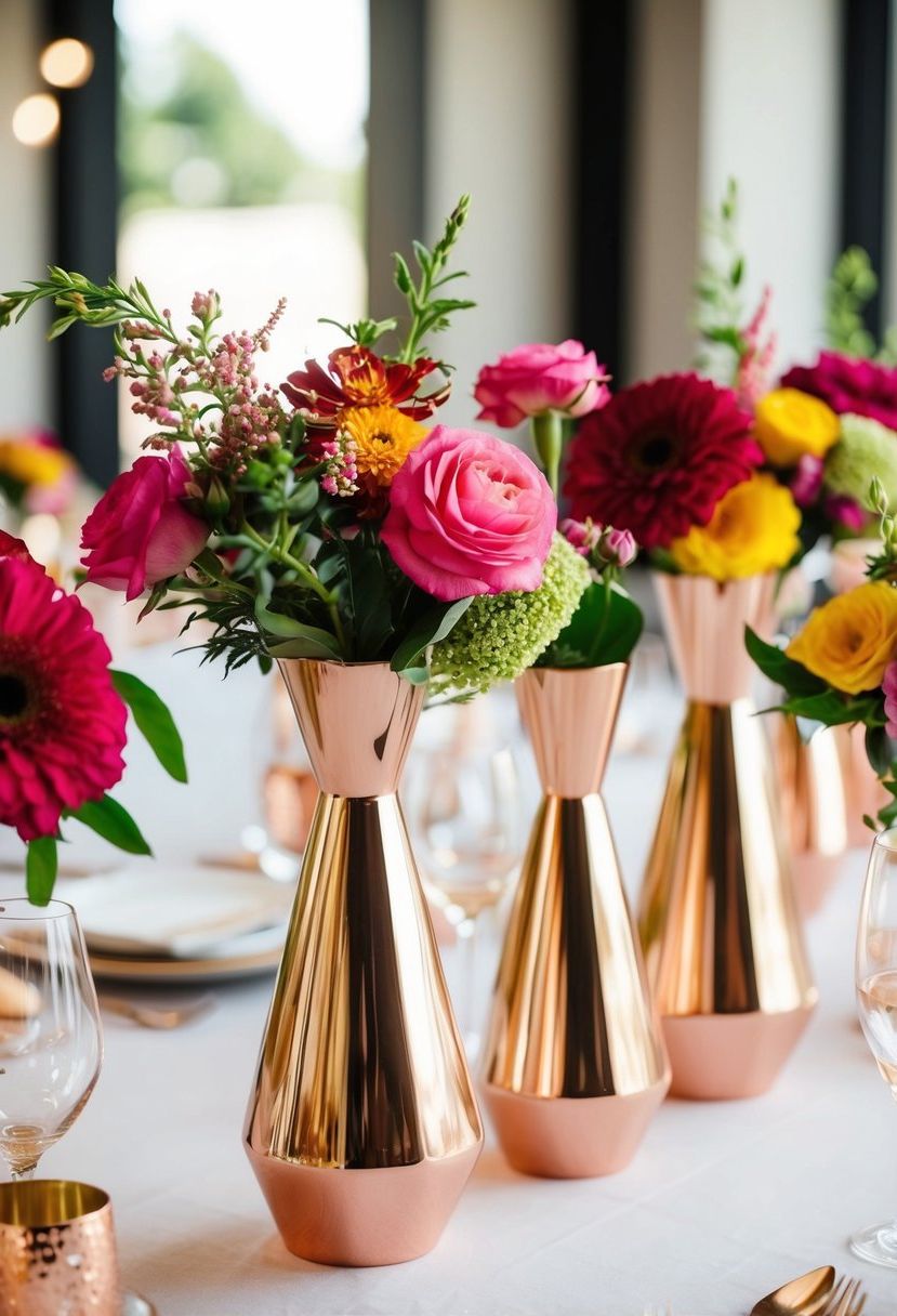 11) Geometric Vases in Rose Gold