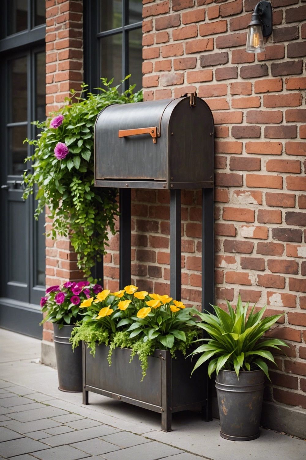 Industrial-Style Metal Mailbox Planters