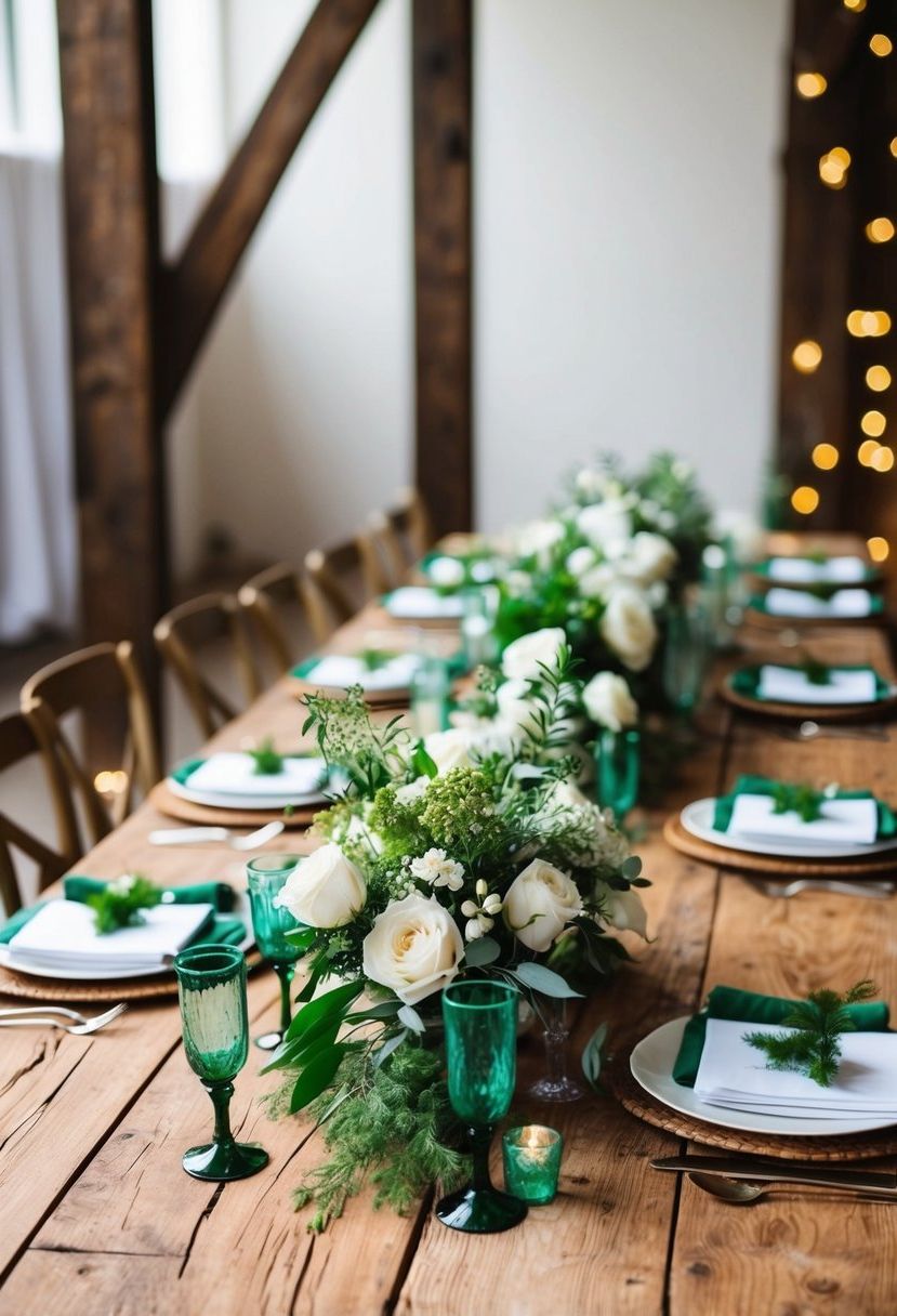 11) Wooden Tables Styled With Natural Greenery