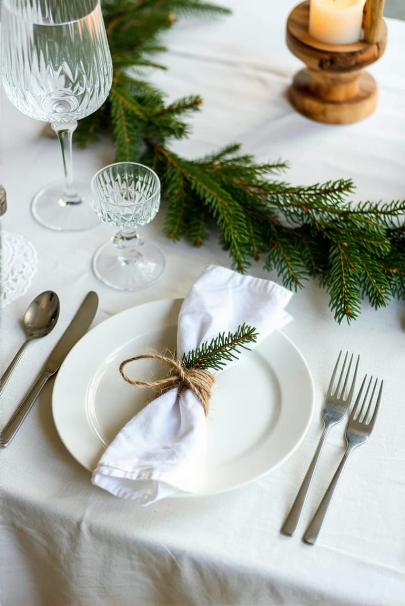 14. Single Pine Sprig Table Place Settings