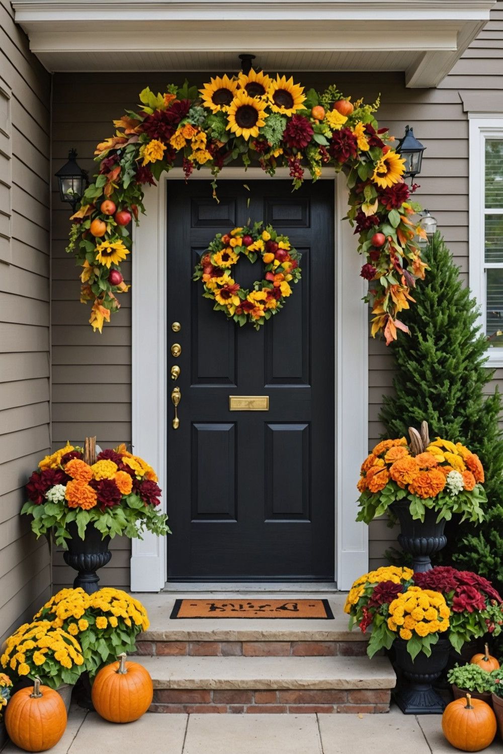 Cornucopia Planters with Fruit and Flowers