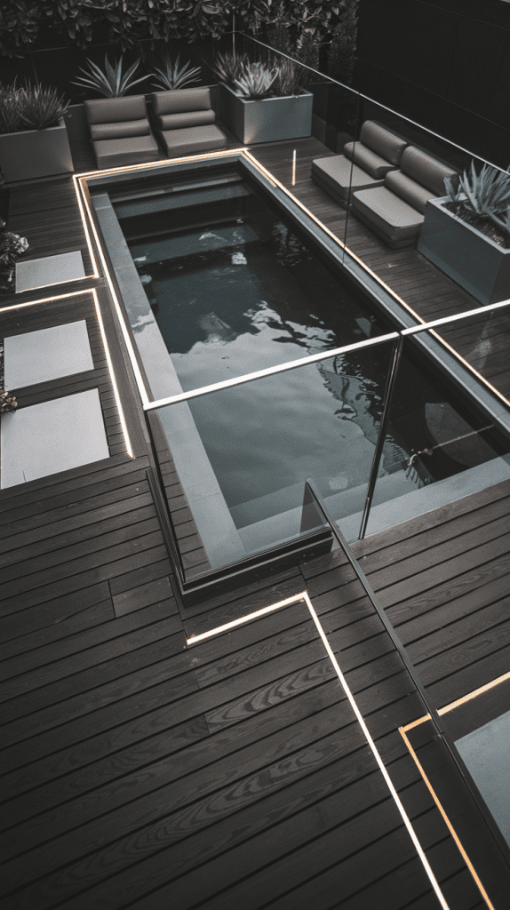 Modern Deck Styles for Rectangle Above Ground Pools