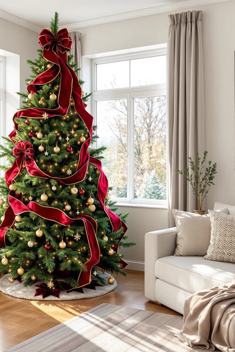 1. Flowing velvet ribbon waves for elegant tree styling - photo 4