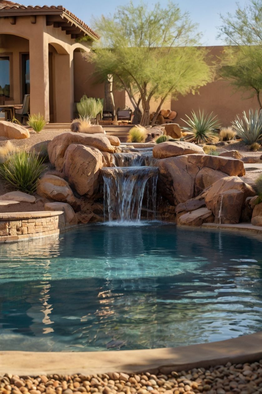 16. Desert-Themed Backyard Pool Oasis