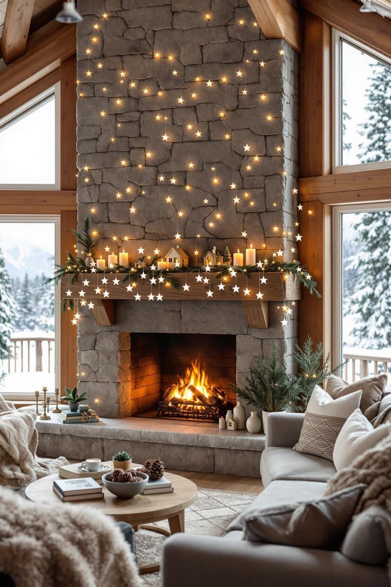 3. Paper Star Garland Above The Mantel