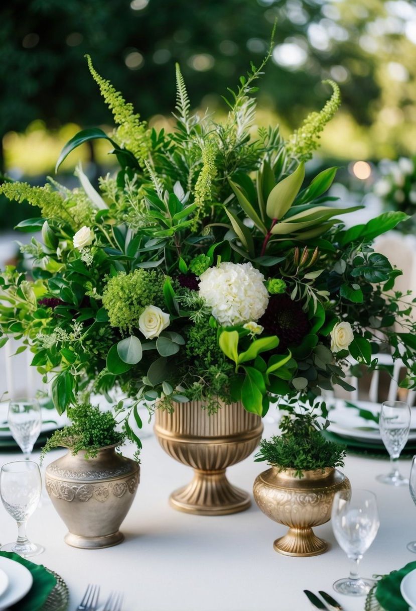 4) Mixed Greenery Centerpiece Arrangements