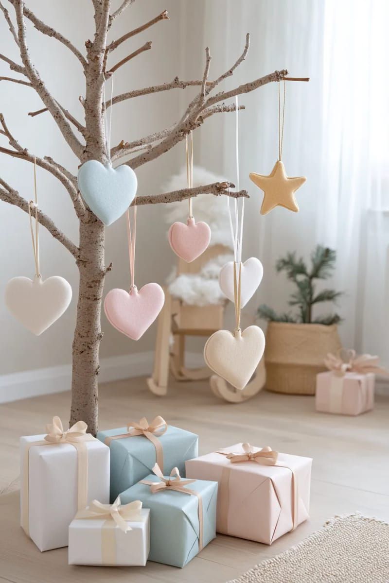 15. Scandinavian Pastel Tree With Felt and Paper Stars - photo 2