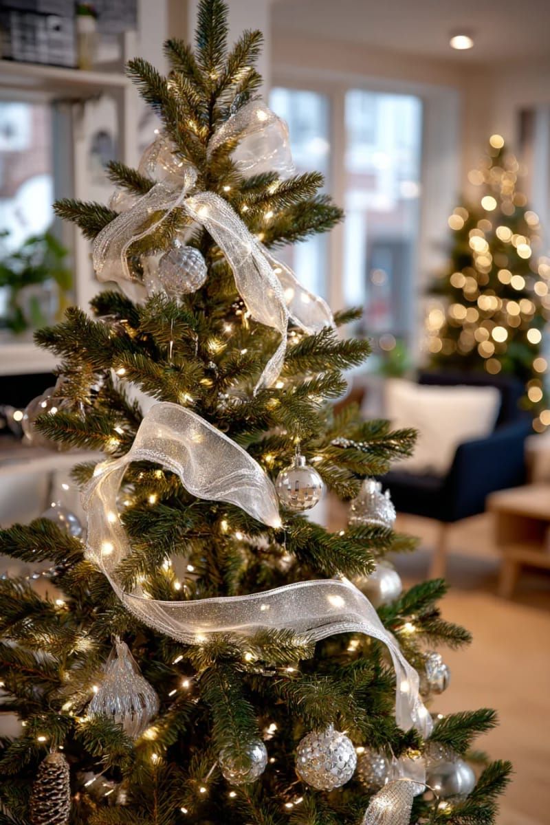 31. Fairy lights and ribbon woven for a glowing centerpiece