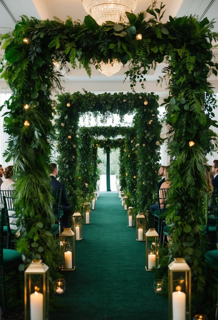 10) A Wedding Aisle Lined with Greenery