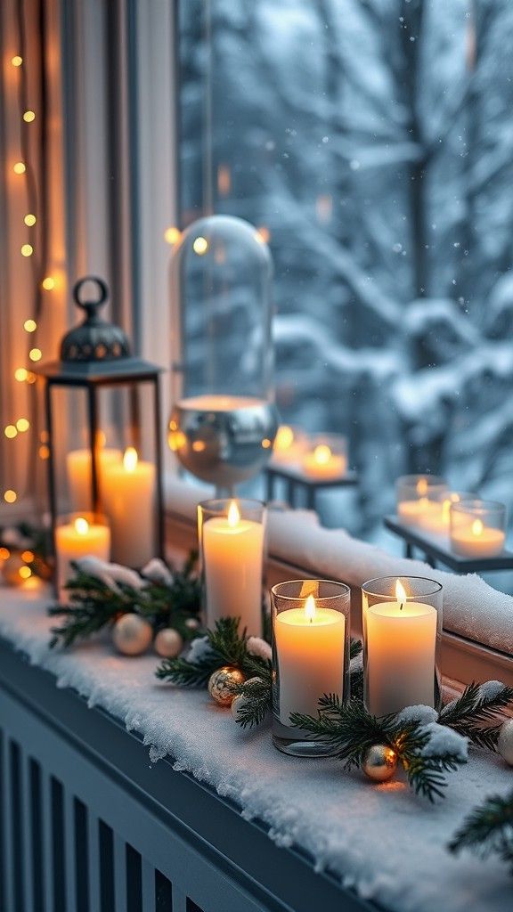 Lining Window Sills with Candles