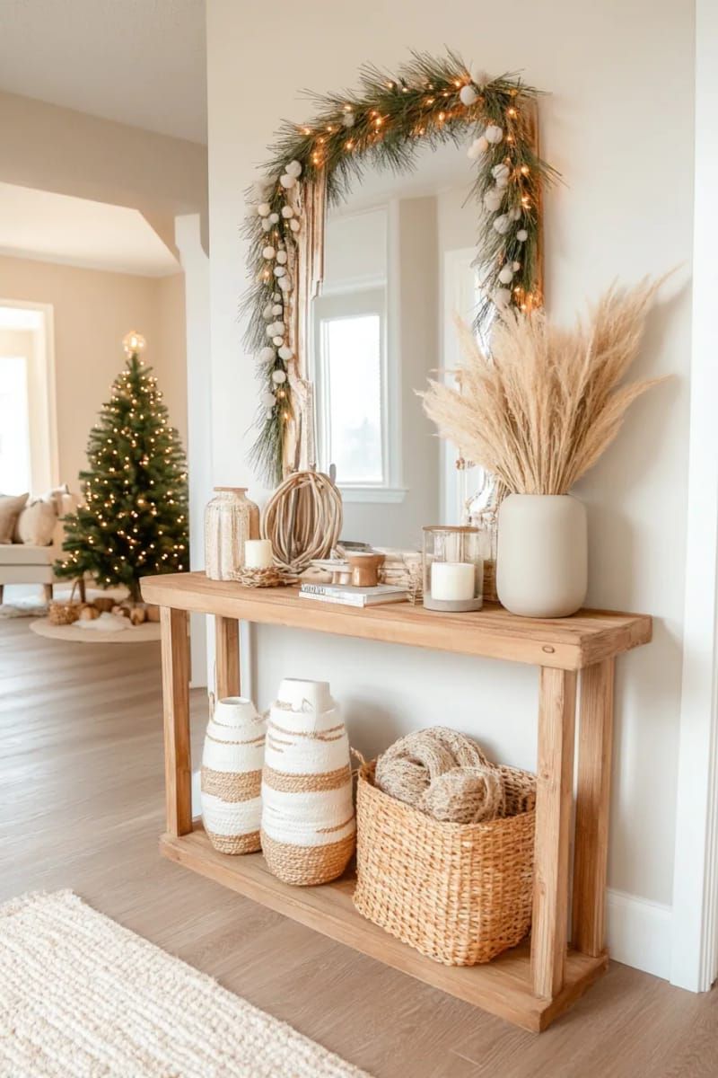 26. Neutral Pompom Garland on a Mirror