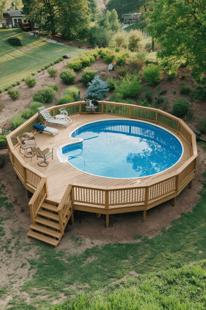 1. Round Pool with a Raised Wraparound Deck
