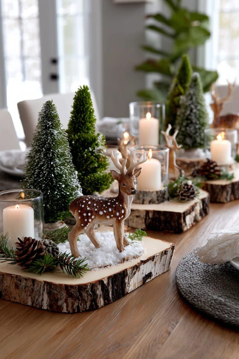 11. Birch Discs With Reindeer and Bottle Brush Trees - photo 3