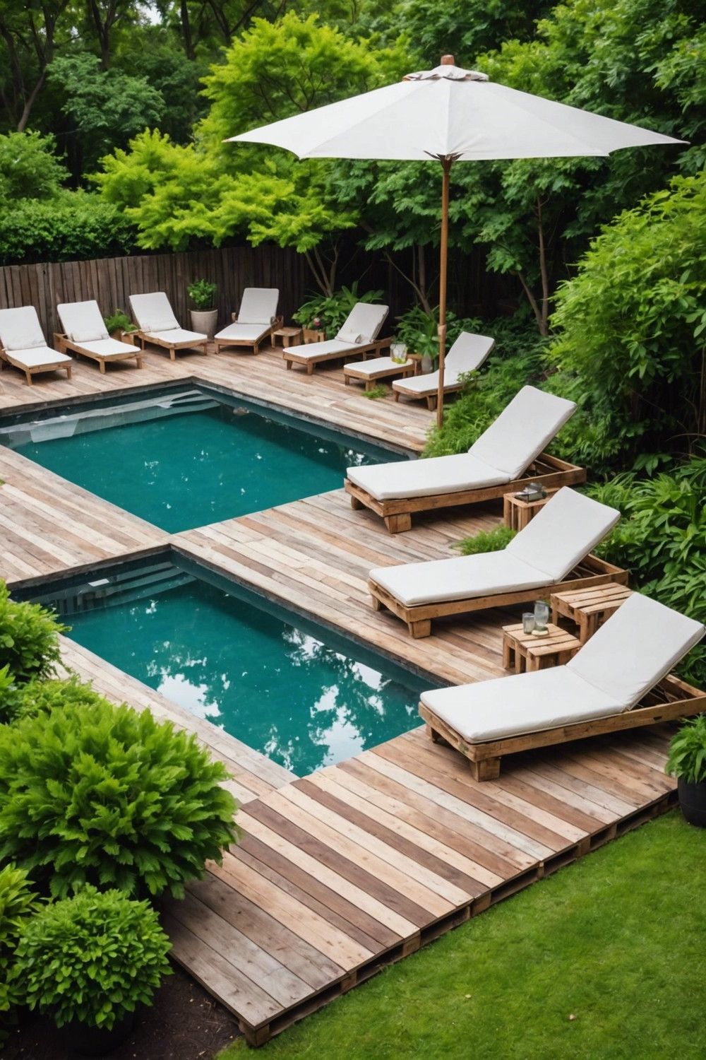 Floating Pallet Pool Deck Design With Steps