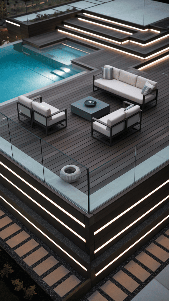 Modern Deck Styles for Rectangle Above Ground Pools - photo 2