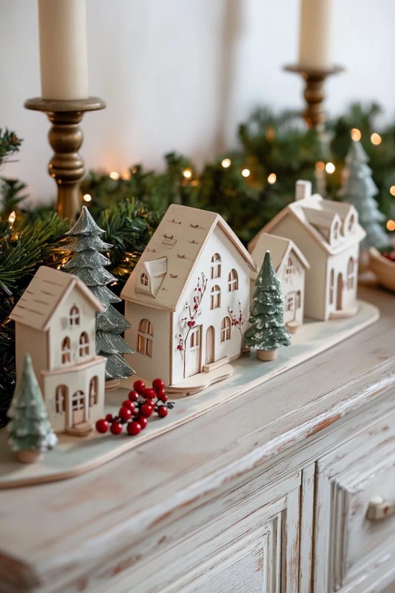 19. Vintage Christmas village displayed on a sideboard - photo 3