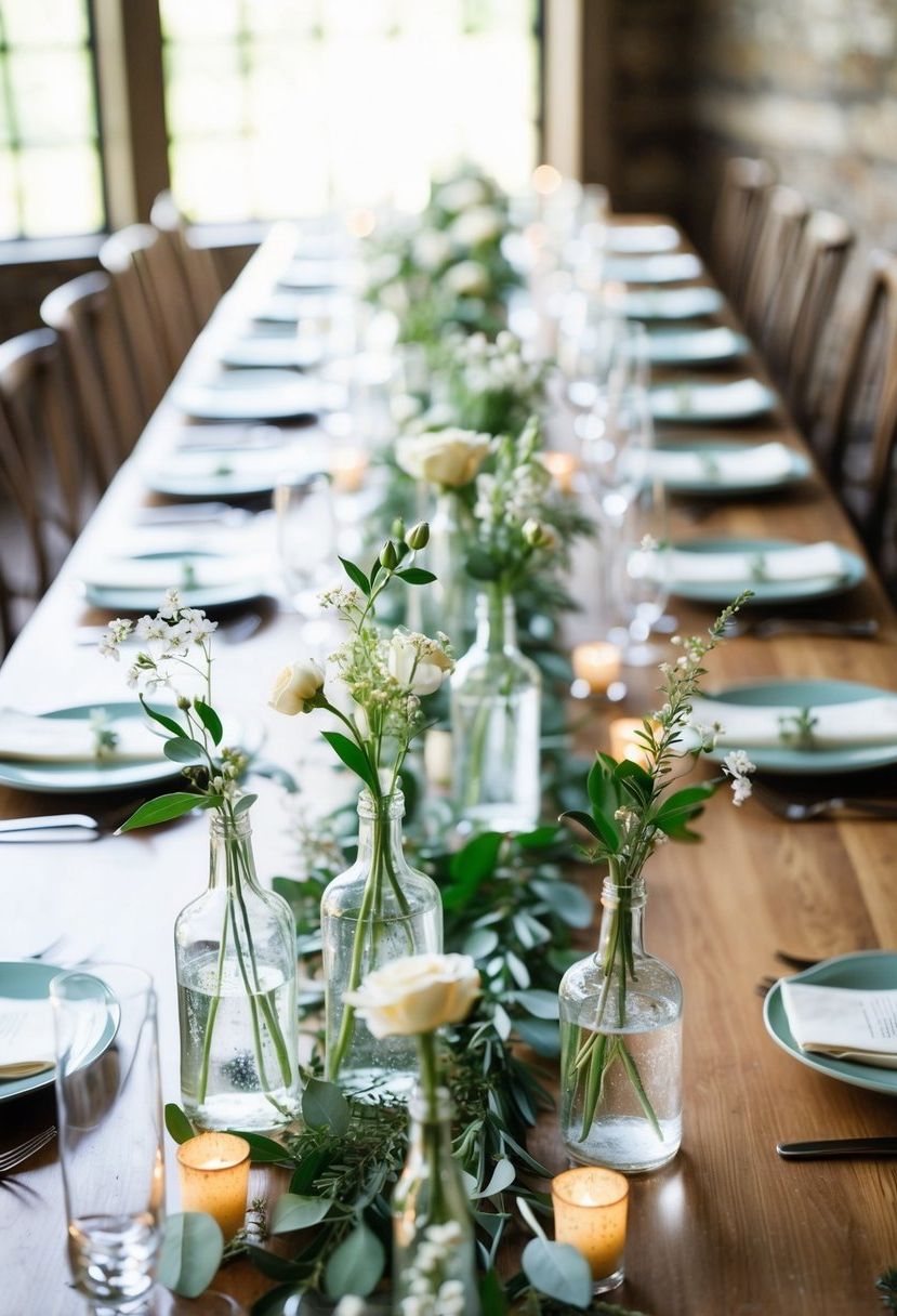 15) Line Bud Vases Down a Family-Style Table