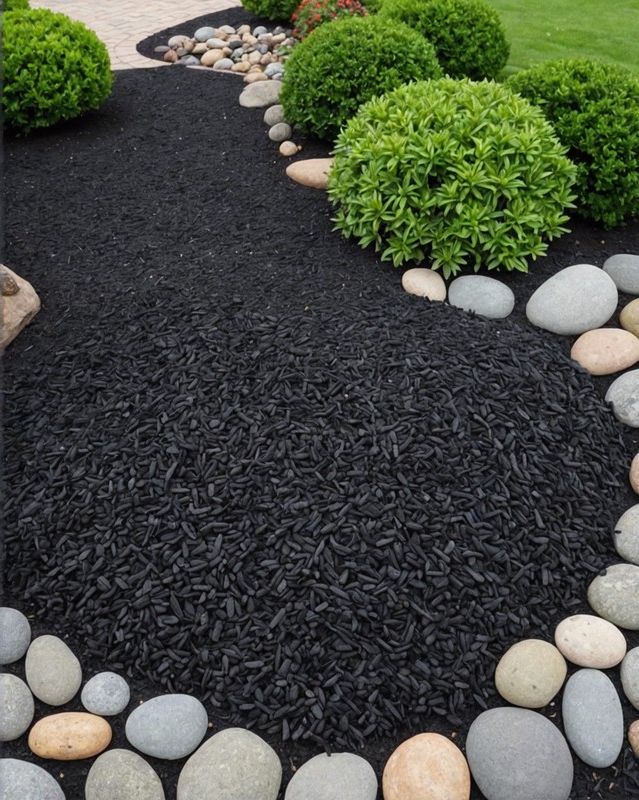 Pairing Black Mulch with River Rocks