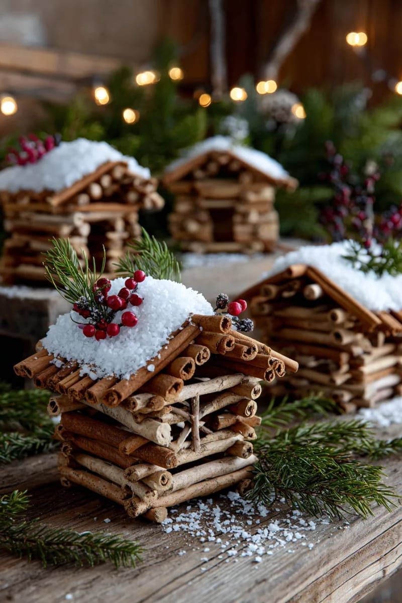 2. Mini Log Cabins from Cinnamon Sticks - photo 3