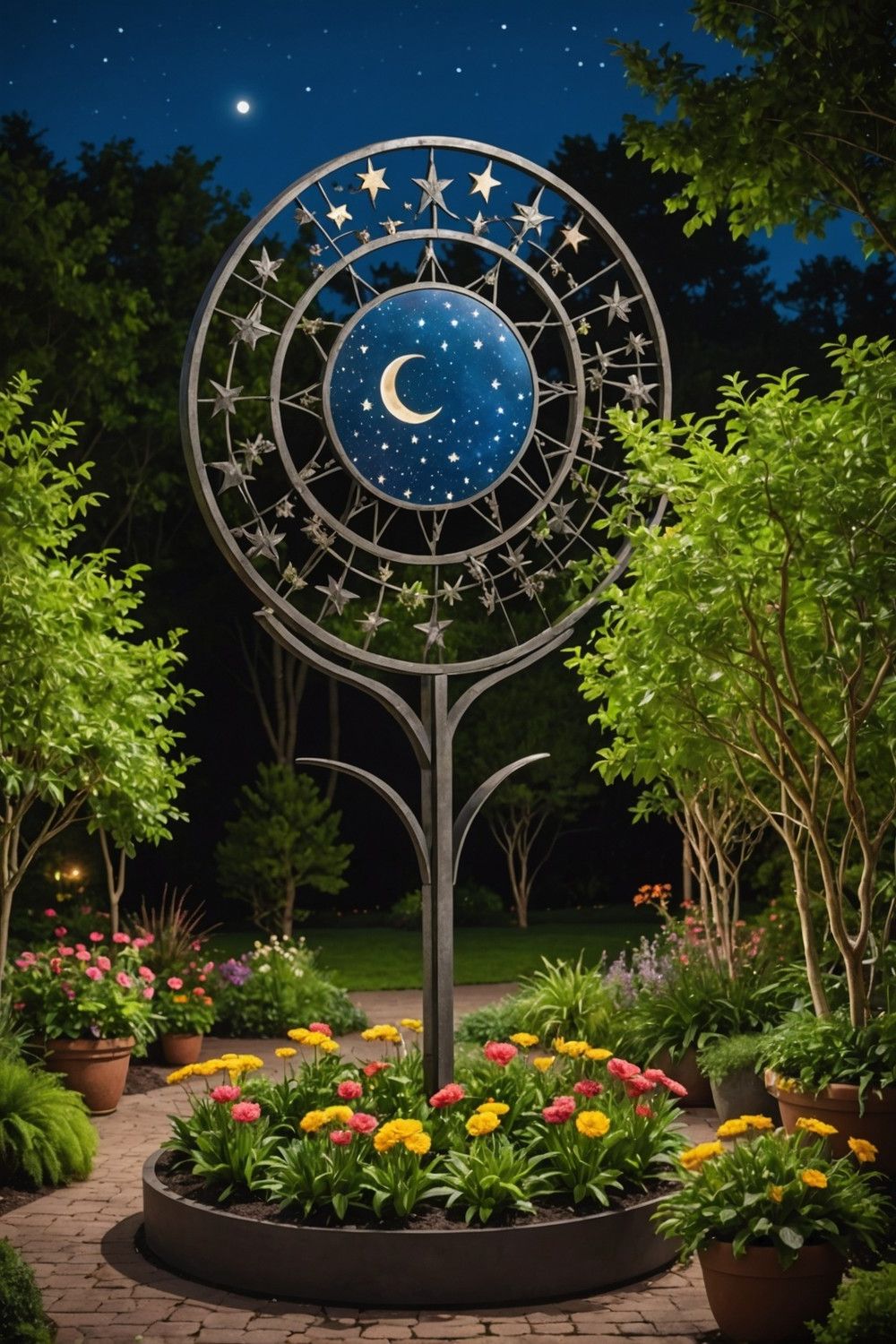Celestial-Themed Metal Garden Decor