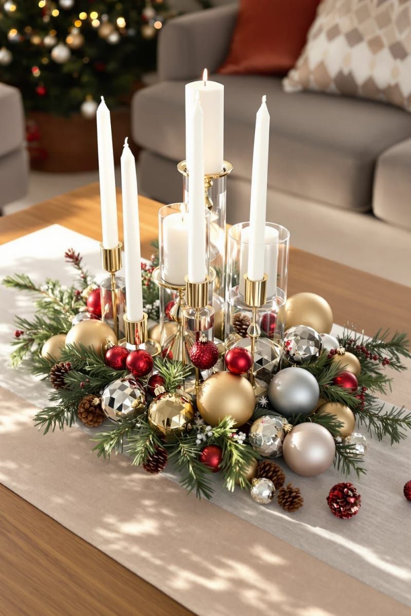 9. Sophisticated candle holders and decorative pieces arranged as a coffee table highlight - photo 2