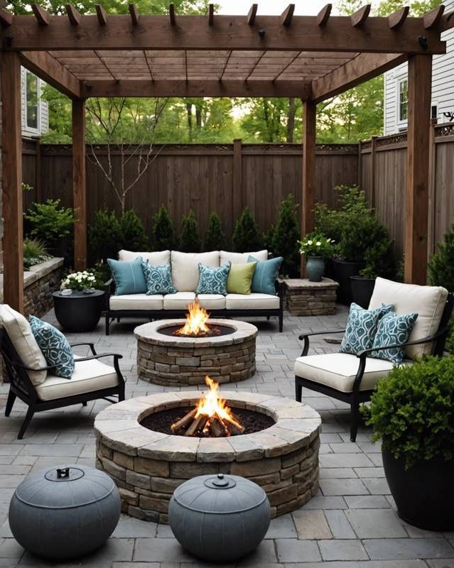 Courtyard Patio with Fire Pit and Lounge Chairs