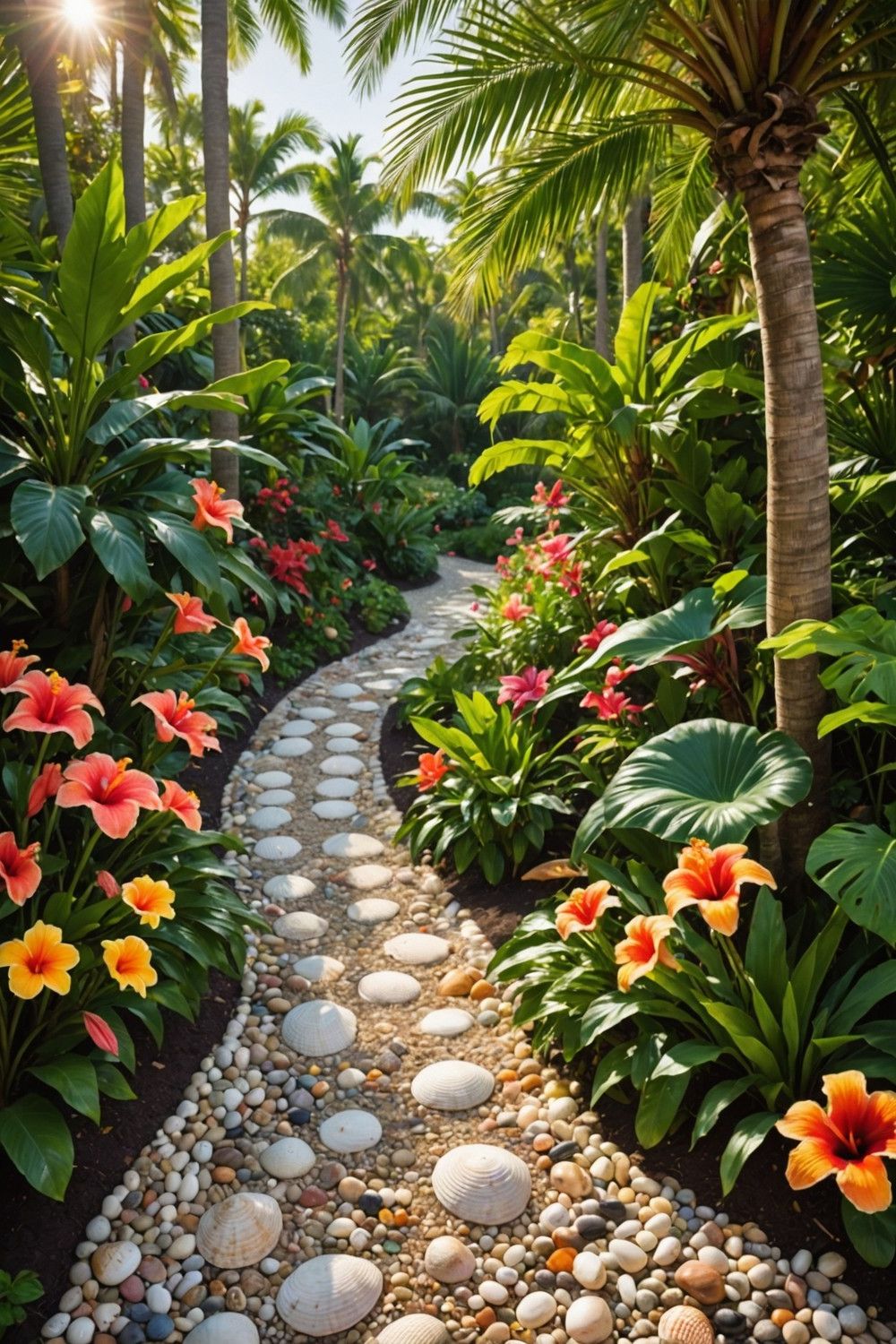 A Pathway Lined with Seashells or Pebbles