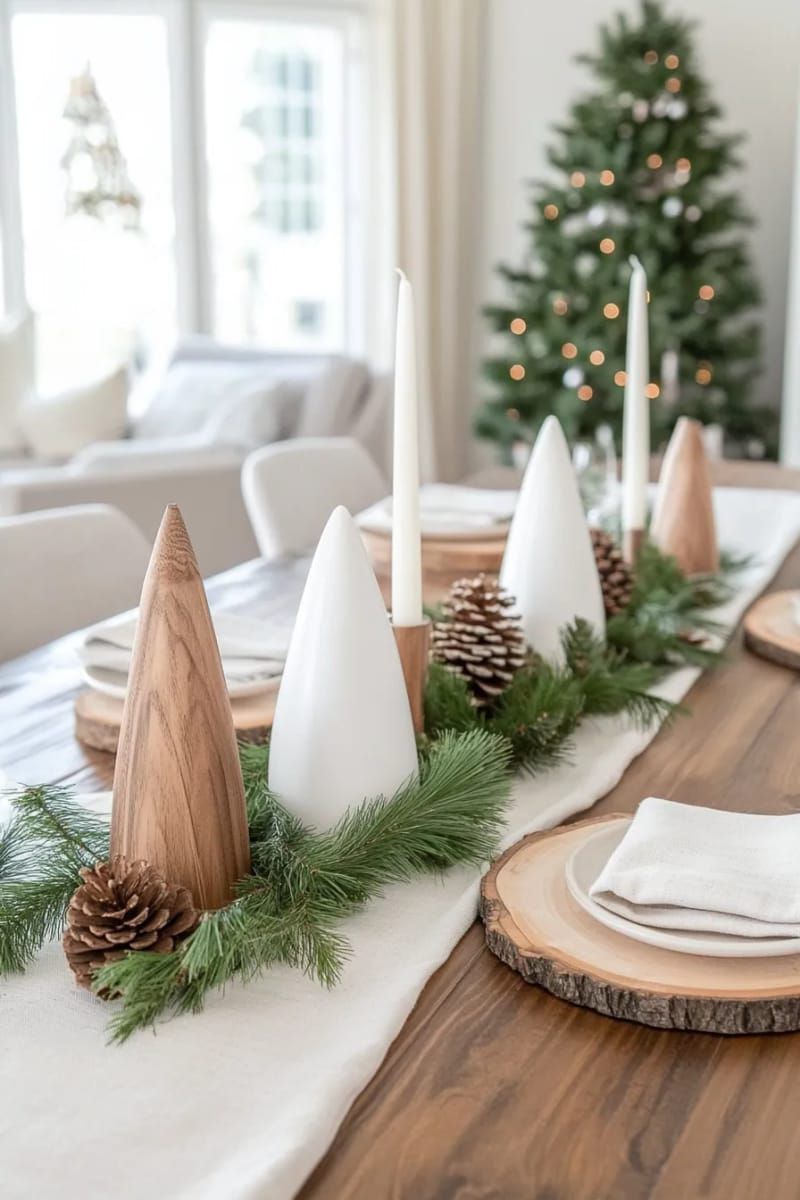 5. Linen Runner With White Ceramic Trees - photo 2