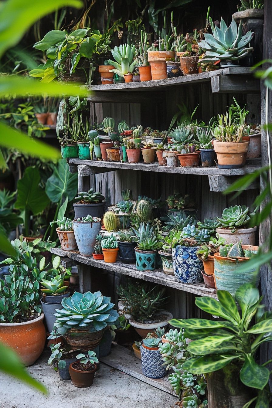 5. Turn Old Shelves into a Succulent Display