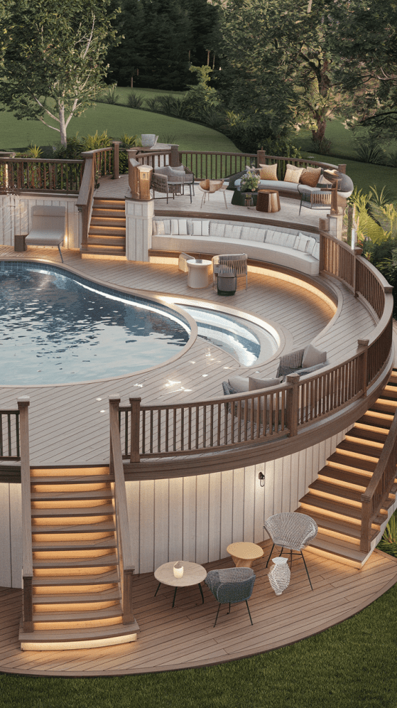 Best Layouts for Round Above Ground Pool Decks - photo 2