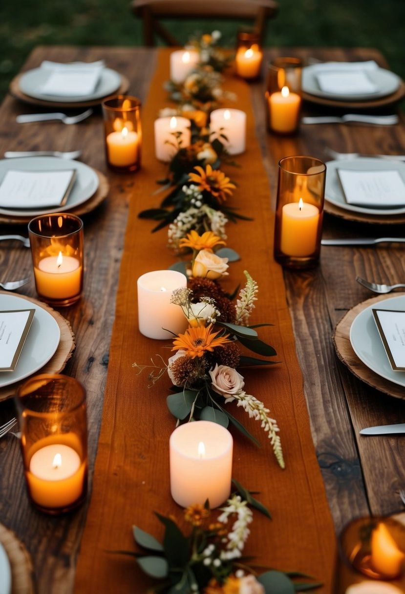 2) Rustic Amber Table Runner Ideas