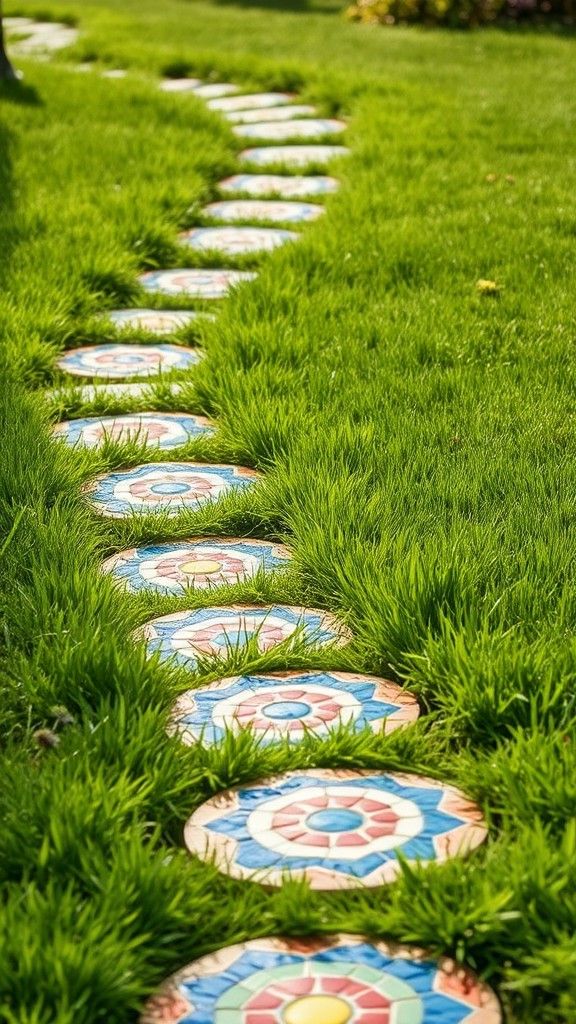 13. Mosaic Stepping Stones for Artistic Touch