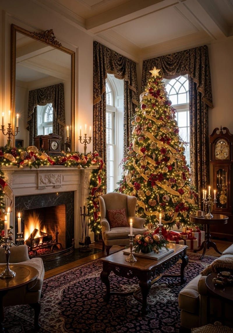 18. Red and gold ornaments on a stately fir tree - photo 4