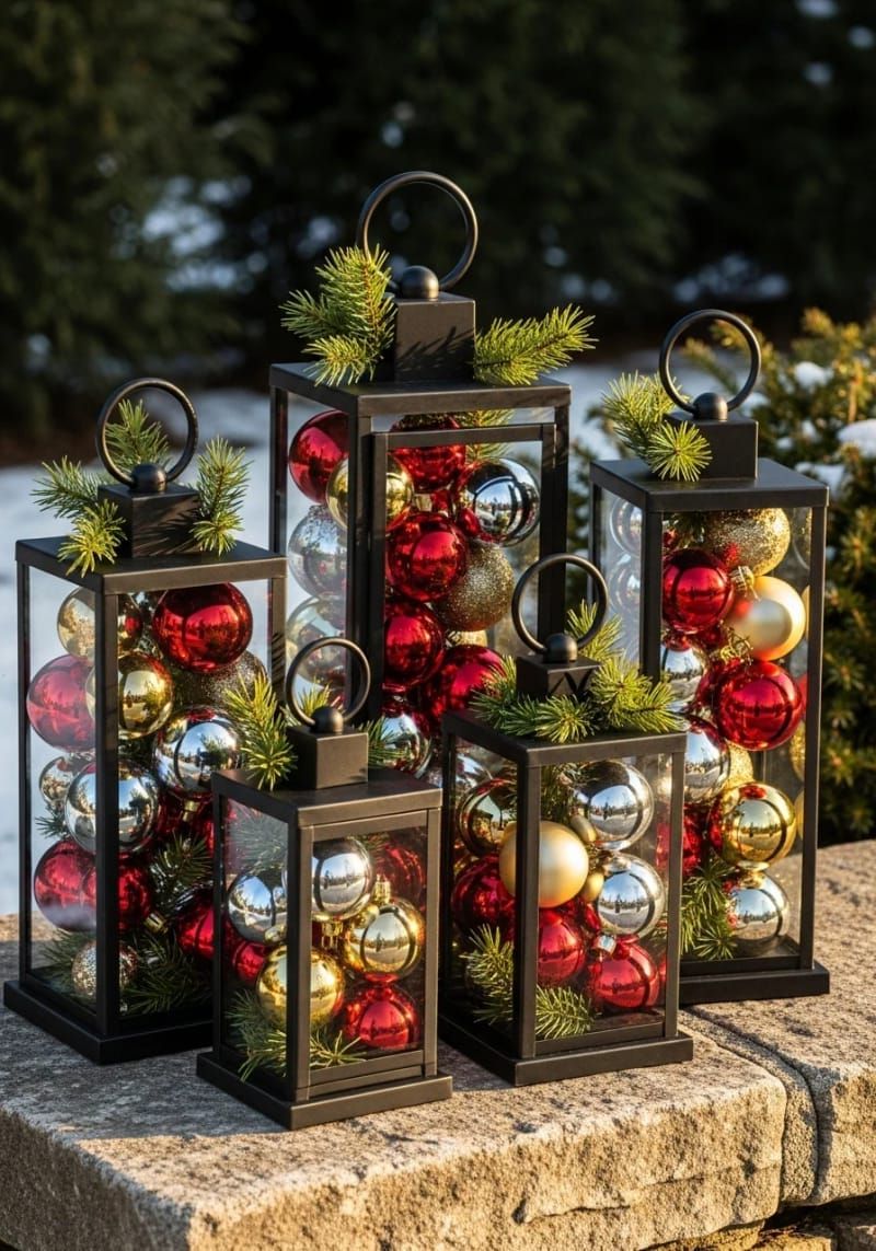 28. Dark Lanterns Paired With Pine Branch Accents - photo 2