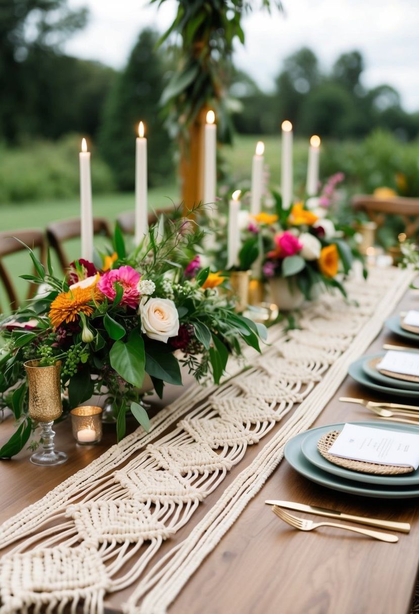 13) Boho macramé table runners