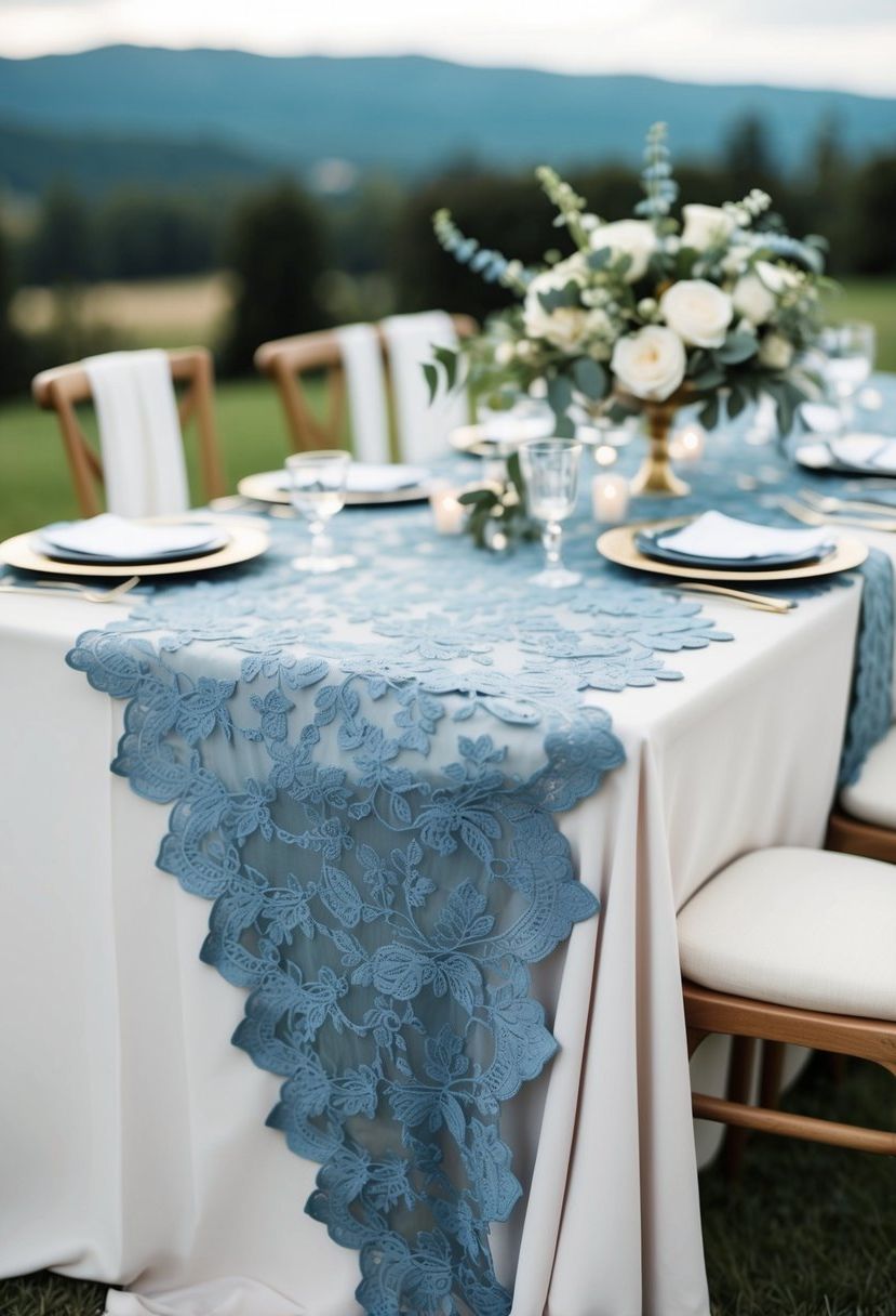 12) Delicate dusty blue lace details