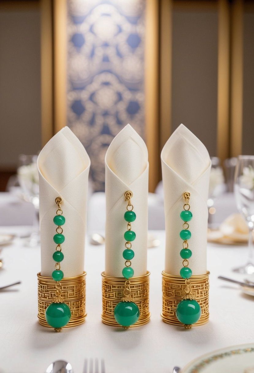 12) Jade Charms on Napkin Rings