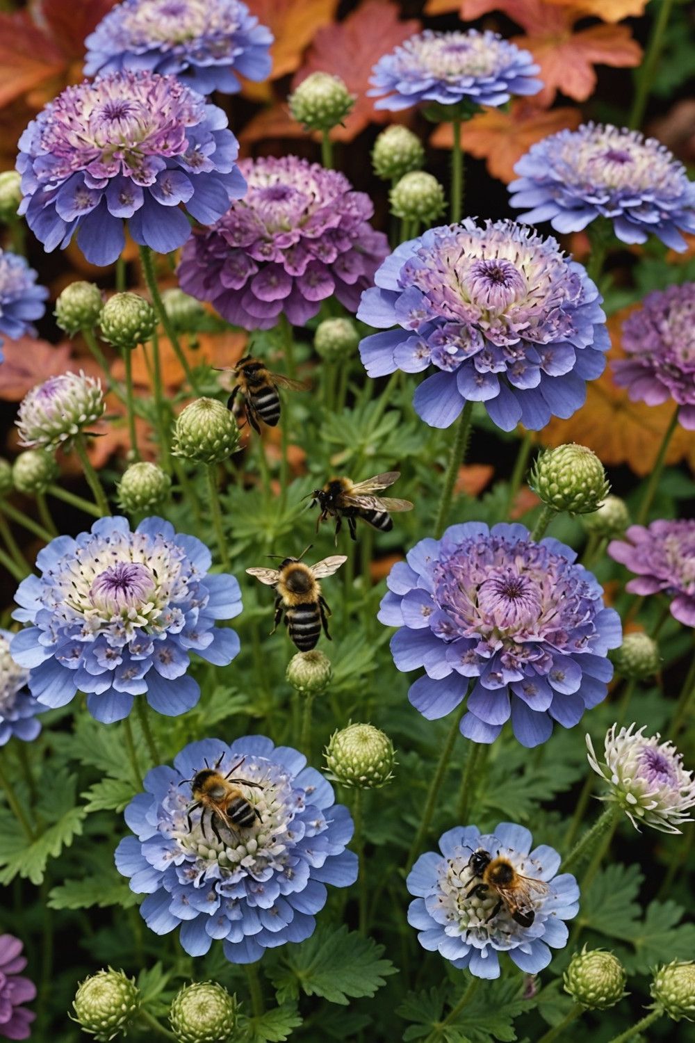 Scabiosa Blooms in Fall